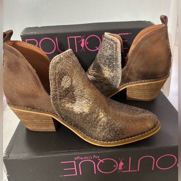 Corkys Shoes - Corkys Bronze and Brown Ankle Booties